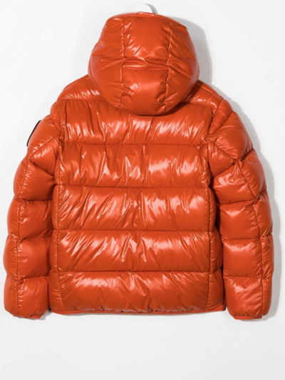 Save The Duck Hooded Zipped-up Padded Jacket In Orange
