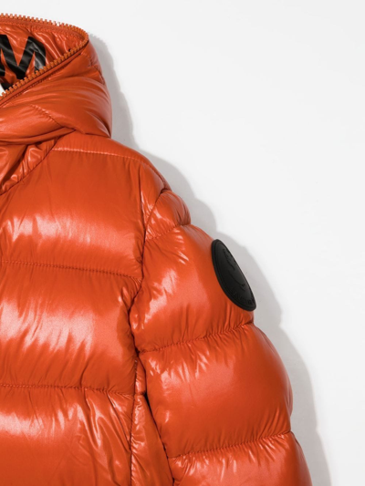 Save The Duck Hooded Zipped-up Padded Jacket In Orange