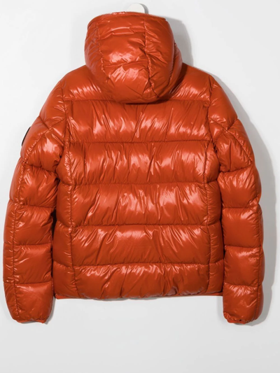 Save The Duck Hooded Zipped-up Padded Jacket In Orange