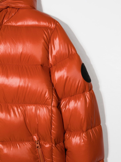 Save The Duck Hooded Zipped-up Padded Jacket In Orange