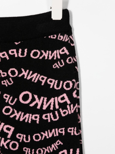 Shop Pinko Logo-print Flared Trousers In Black