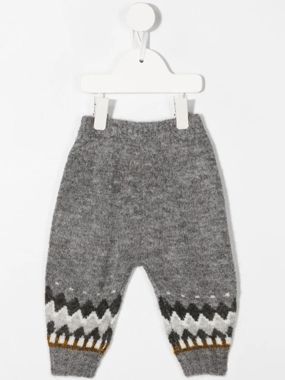 Shop Molo Fair Isle Intarsia-knit Trousers In Grey