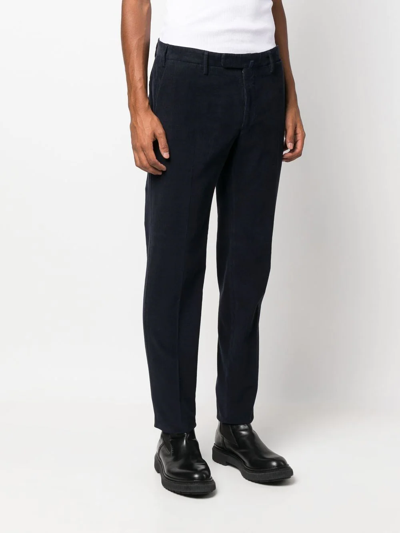 Shop Incotex Tapered-leg Cotton Trousers In Blue