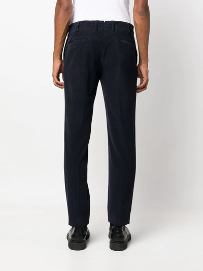 Shop Incotex Tapered-leg Cotton Trousers In Blue