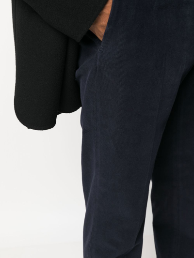 Shop Incotex Tapered-leg Cotton Trousers In Blue