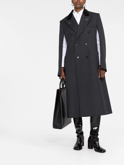 Maison Margiela Grey Double-breasted Wool Coat In Grey