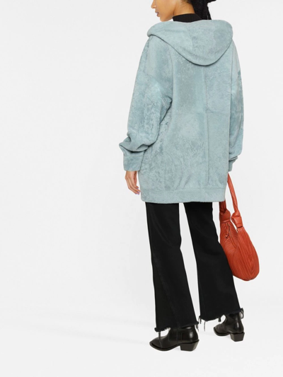 Shop Arma Hooded Shearling Jacket In Blue