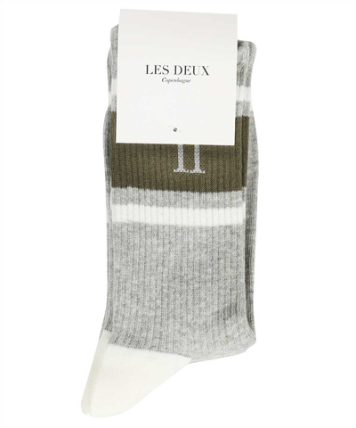 Shop Les Deux William Stripe 2pack Socks In Grey