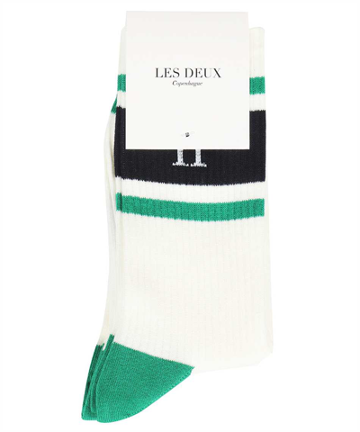 Shop Les Deux William Stripe 2pack Socks In Green