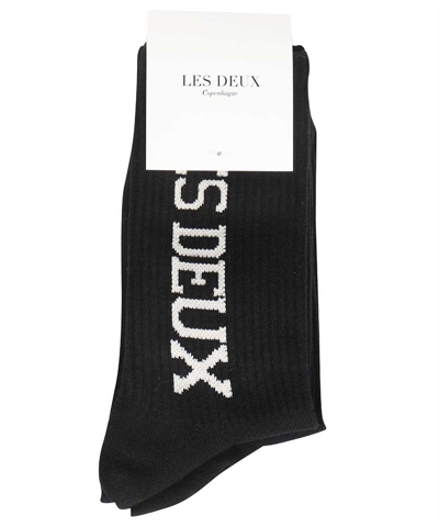 Shop Les Deux Vertigo 2-pack Rib Socks In Black