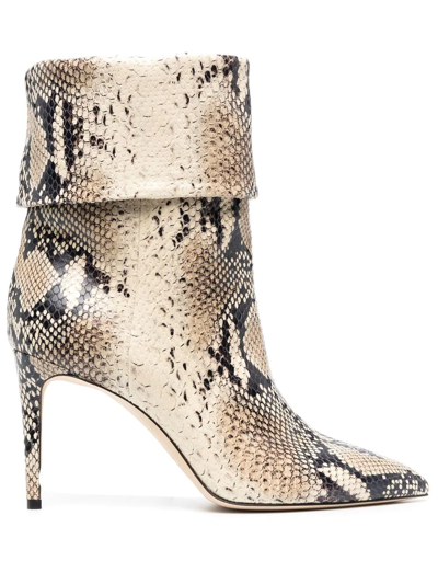 Paris Texas Snakeskin-effect Ankle 95mm Boots In Nude