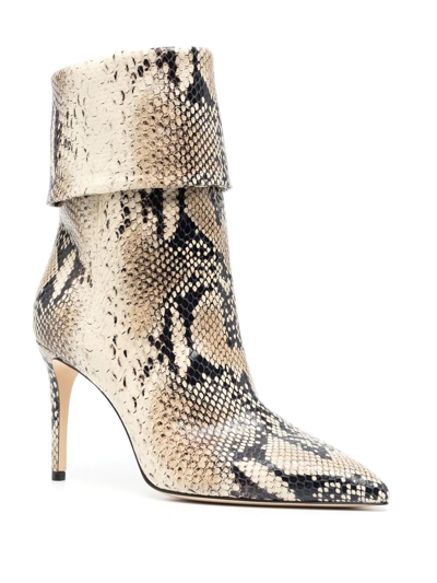 Paris Texas Snakeskin-effect Ankle 95mm Boots In Nude