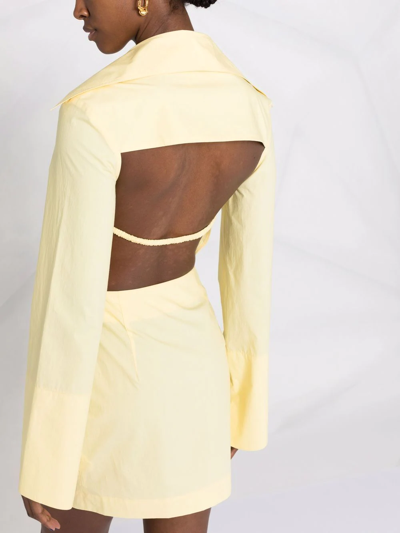 Nanushka Open-back Mini Wrap Dress In Yellow