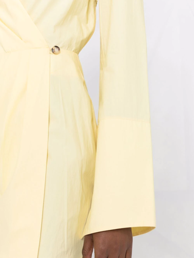 Shop Nanushka Open-back Mini Wrap Dress In Yellow