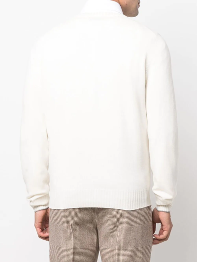 Brunello Cucinelli Cashmere Embroidered-slogan Jumper In Chv08 Panama+grigio Chiaro+grigio+camel