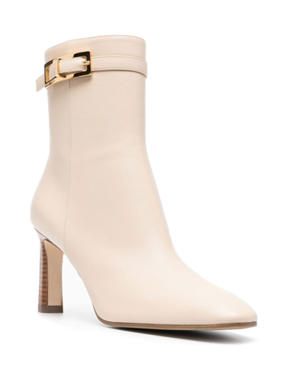 Shop Sergio Rossi Nora 95mm Leather Boots In Nude