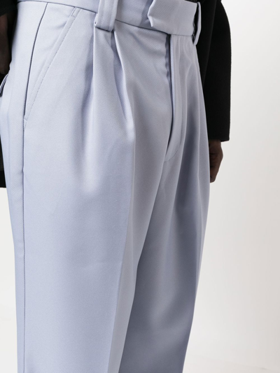 Shop Viktor & Rolf Pleat-detail Wide-leg Trousers In Grey