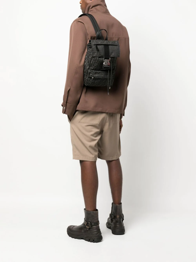 Shop Fendi Monogram Logo-print Backpack In Black