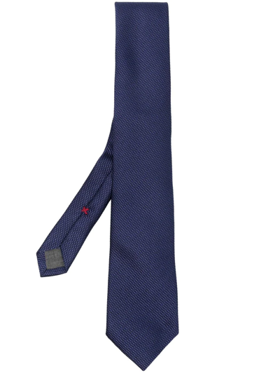 Brunello Cucinelli Textured Pointed-tip Tie In Blau