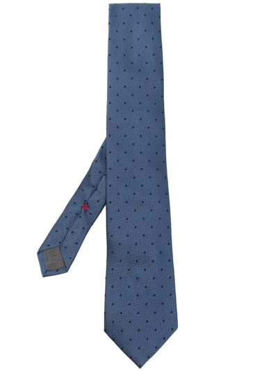 Brunello Cucinelli All-over Polka-dot Print Tie In Blau