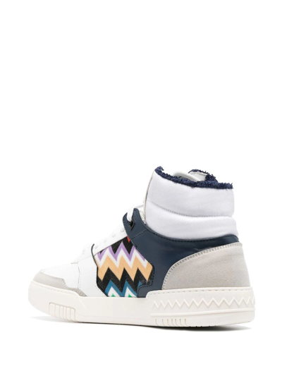Shop Missoni Zigzag-pattern High-top Sneakers In Weiss