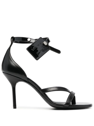 Off-white Zip Tie Leather Sandals In Schwarz