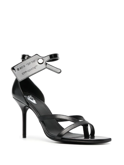 Off-white Zip Tie Leather Sandals In Schwarz