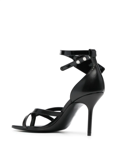 Off-white Zip Tie Leather Sandals In Schwarz