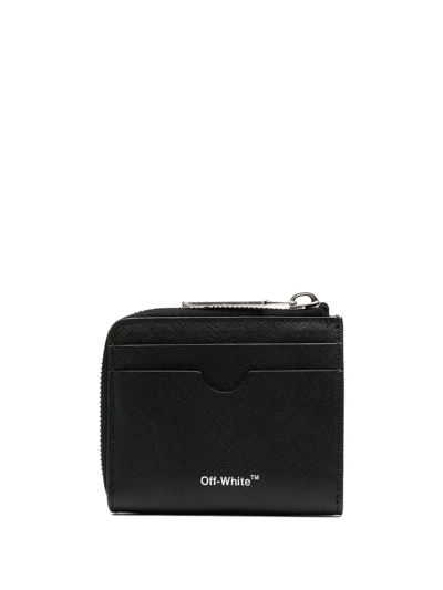 Shop Off-white Diag-stripe Leather Wallet In Schwarz