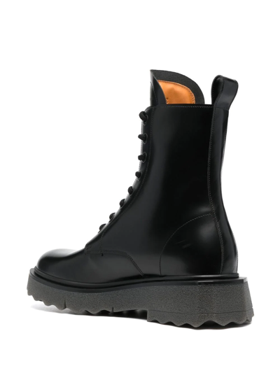 Off-white Sponge-sole Leather Combat Boots In Schwarz
