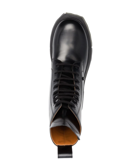 Off-white Sponge-sole Leather Combat Boots In Schwarz