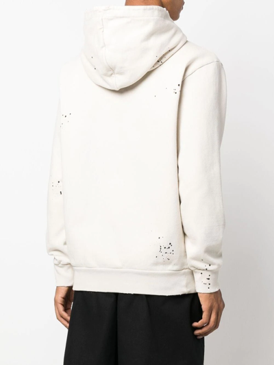 Palm Angels Slogan-print Paint Splatter Hoodie In Weiss