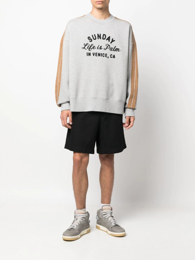 Shop Palm Angels Slogan-embroidered Sweatshirt In Grau