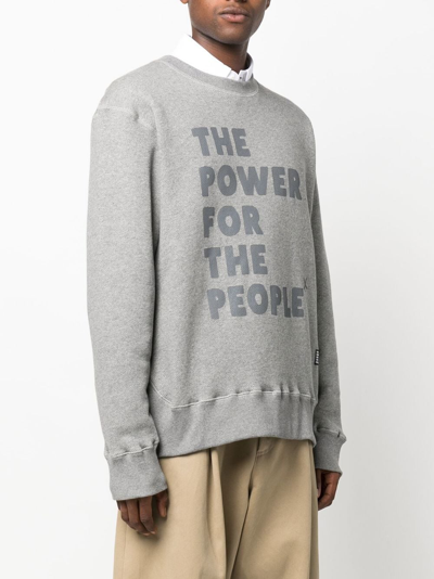 Shop The Power For The People Logo-print Organic-cotton Sweatshirt In Grey