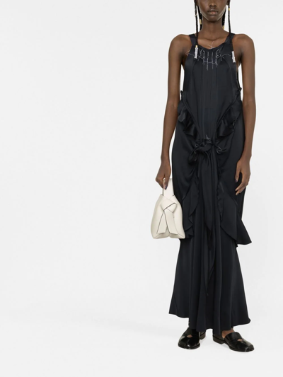 Shop Maison Margiela Crepe Satin Maxi Dress In Blue