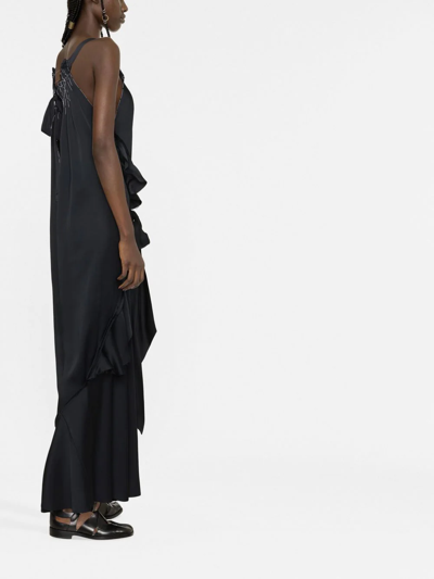 Shop Maison Margiela Crepe Satin Maxi Dress In Blue