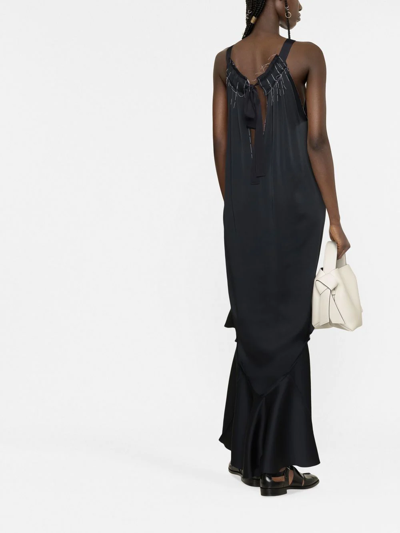 Shop Maison Margiela Crepe Satin Maxi Dress In Blue