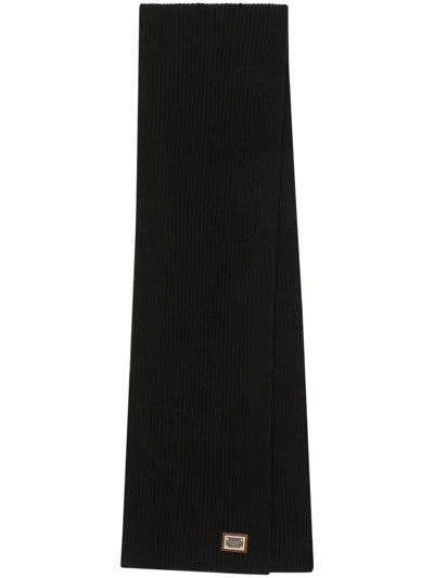Shop Dolce & Gabbana Logo-tag Cashmere Scarf In Black