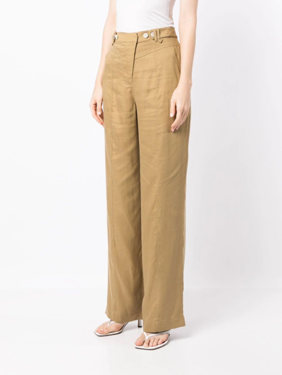 Shop Jonathan Simkhai High-waisted Straight-leg Trousers In Brown