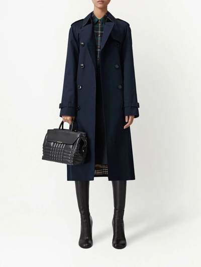 Burberry Long Waterloo Heritage Trench Coat In Blau