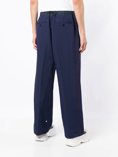 Sacai Clip-belt Wide-leg Trousers In Blue