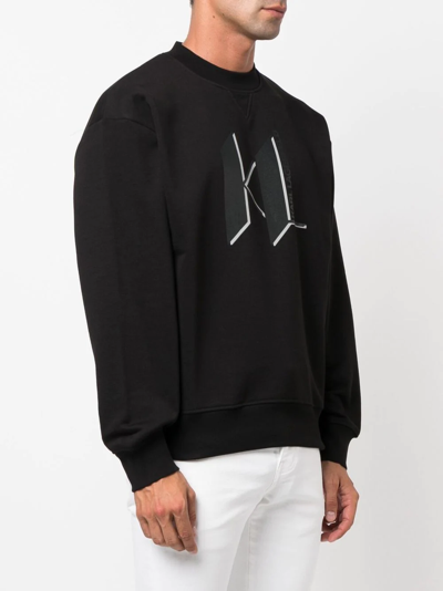 Shop Karl Lagerfeld Logo-print Crew Neck Sweatshirt In Schwarz
