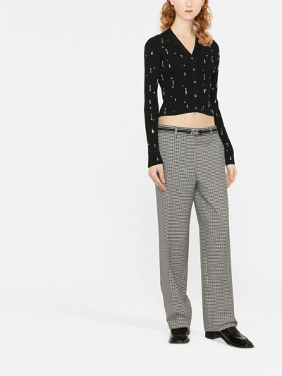 Miu Miu Gingham-check Straight-leg Trousers In Schwarz