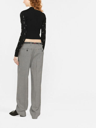 Miu Miu Gingham-check Straight-leg Trousers In Schwarz