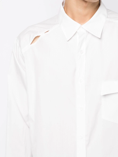 Shop Sulvam Asymmetric Cut-out Shirt In White