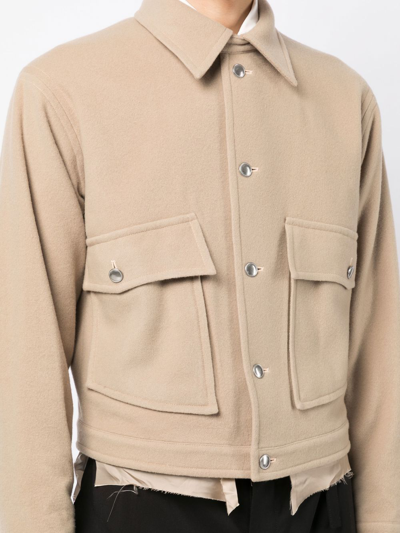 Shop Sulvam Layered Wool-blend Shirt Jacket In Brown