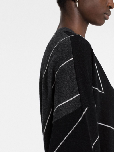 Stella Mccartney Stripe-print V-neck Jumper In Grau