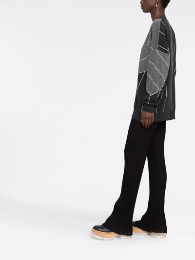 Stella Mccartney Stripe-print V-neck Jumper In Grau