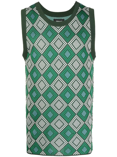 Shop Ahluwalia Geometric-pattern Knitted Tank Top In Green
