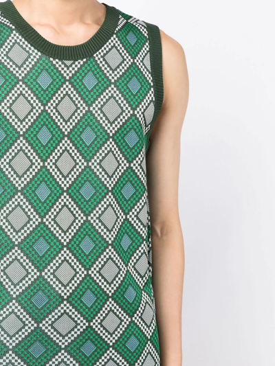 Shop Ahluwalia Geometric-pattern Knitted Tank Top In Green